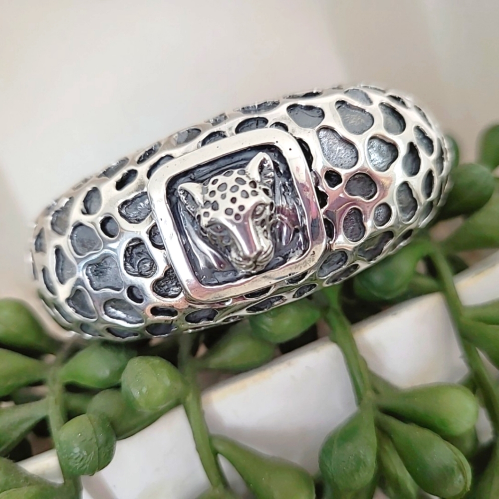 Leopard Textured Sterling Silver Cuff